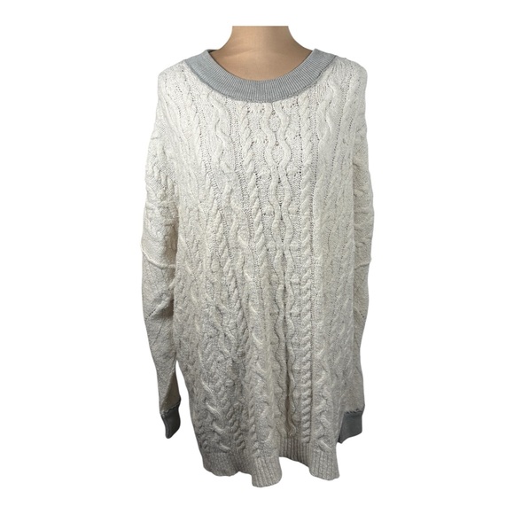 FREE PEOPLE Olympia Tunic Sweater | Ivory Combo MSRP $168 Size Large Oversized - Picture 3 of 10